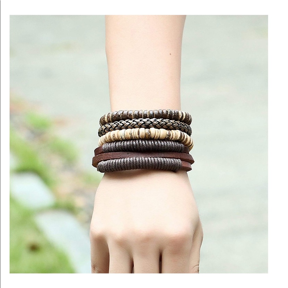 Leather bracelet -Earthy materials-genuine leather - Picture 2 of 7
